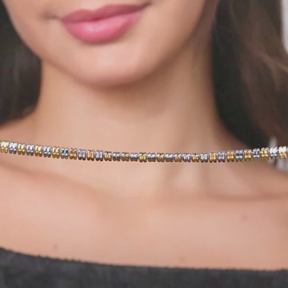 Aryna Dual Tone Segment Silver Bracelet