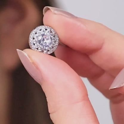 Aryna Sparkling Round Stud Silver Earring