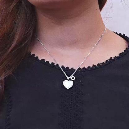 Heart & Key Locket Silver Chain Pendant
