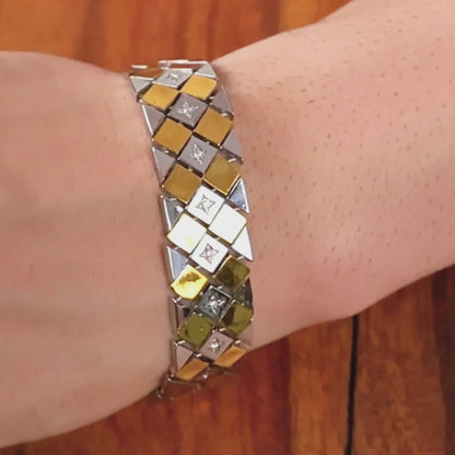Aryna Checkerboard Luxe Silver Men's Bracelet