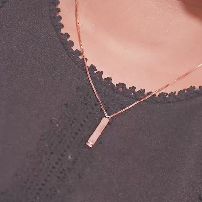Rose Gold Bar  Silver Chain Pendant
