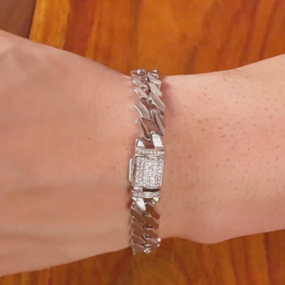 Aryna Iced Out Cuban Link Silver Men's Bracelet