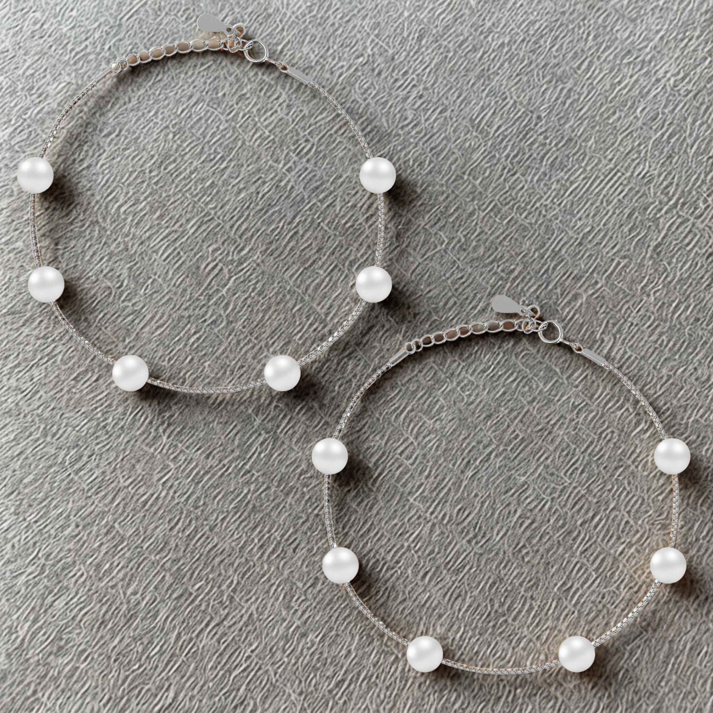 Aryna Delicate Pearl Silver Anklet